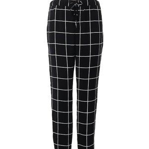 Merona Black and White Windowpane Drawstring Casual Dress Pants